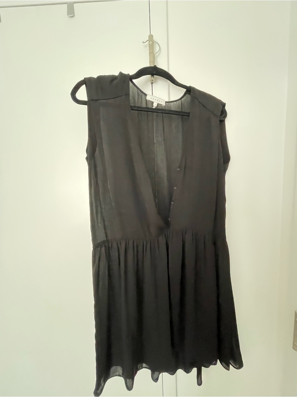 Sandro Black Sleeveless V-Neck Dress/coverup